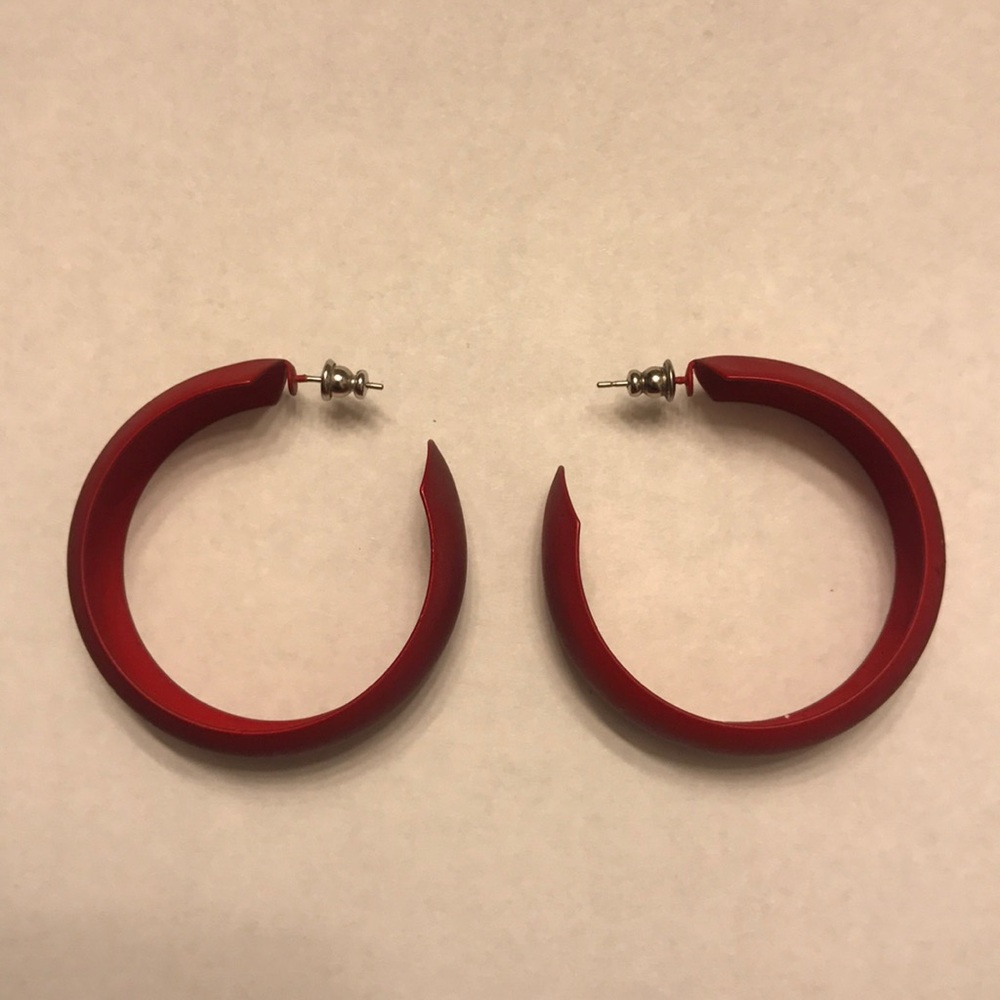 Large Vintage Satin Red Earrings